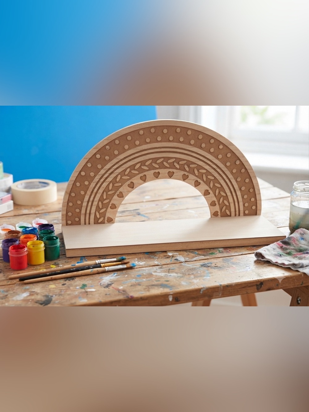 Hobby Lobby MDF Decorative Natural Unpainted shelf with wood fiber texture